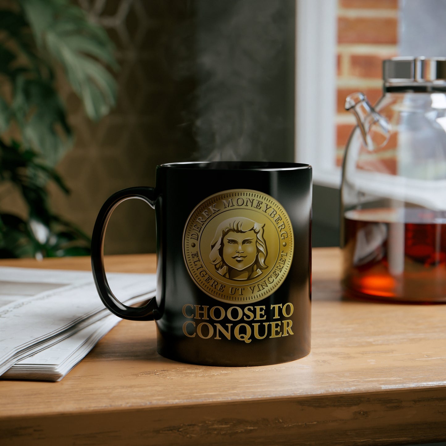Mug, 11 oz Black - Choose To Conquer Coin