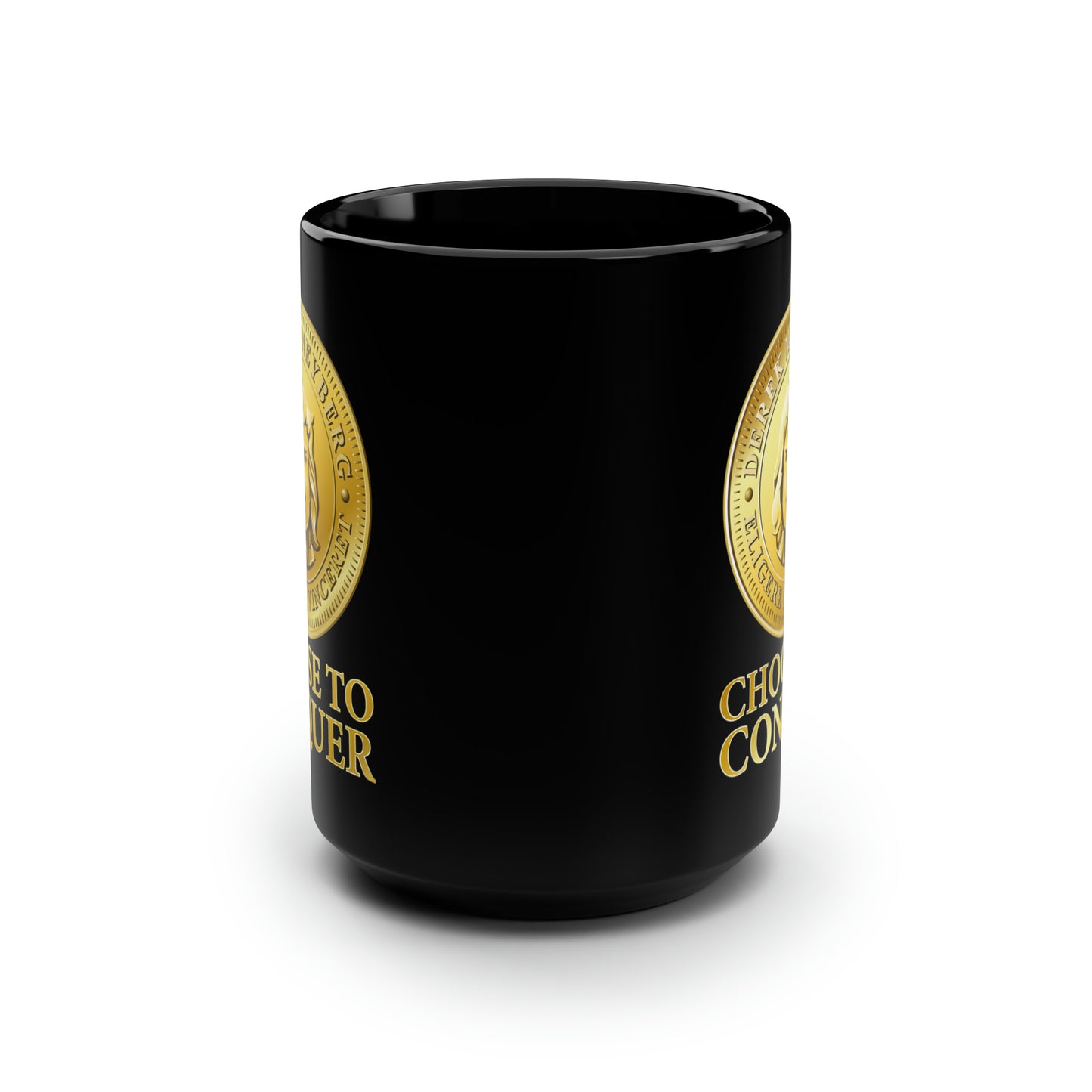 Mug, 15 oz Black - Choose To Conquer Coin