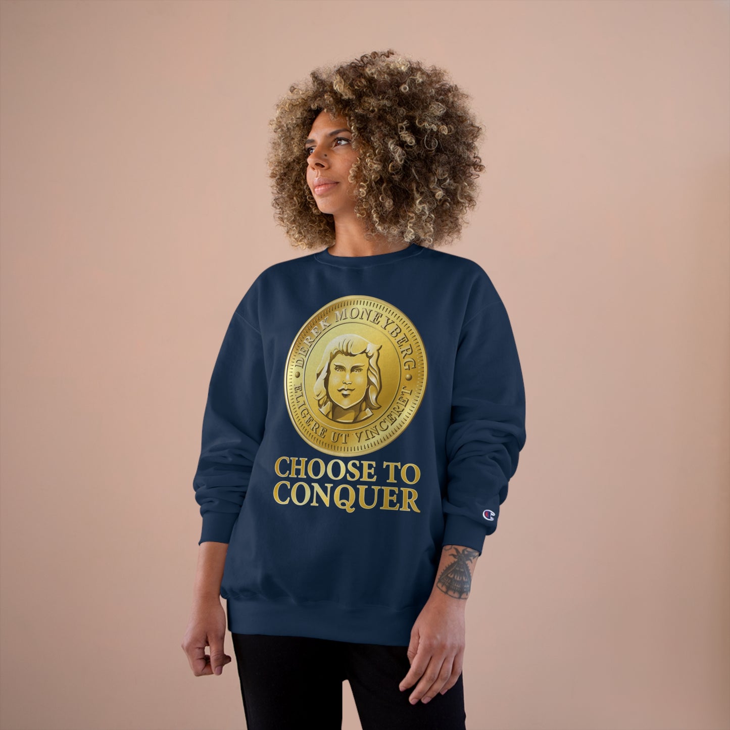 Champion Crewneck Sweatshirt - Choose To Conquer Coin