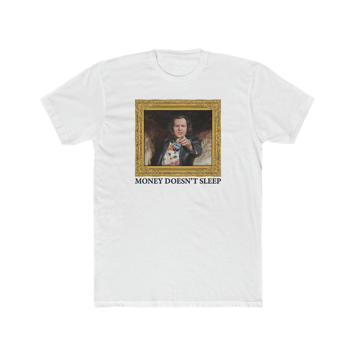 Crewneck T-Shirt - Money Doesn't Sleep Painting