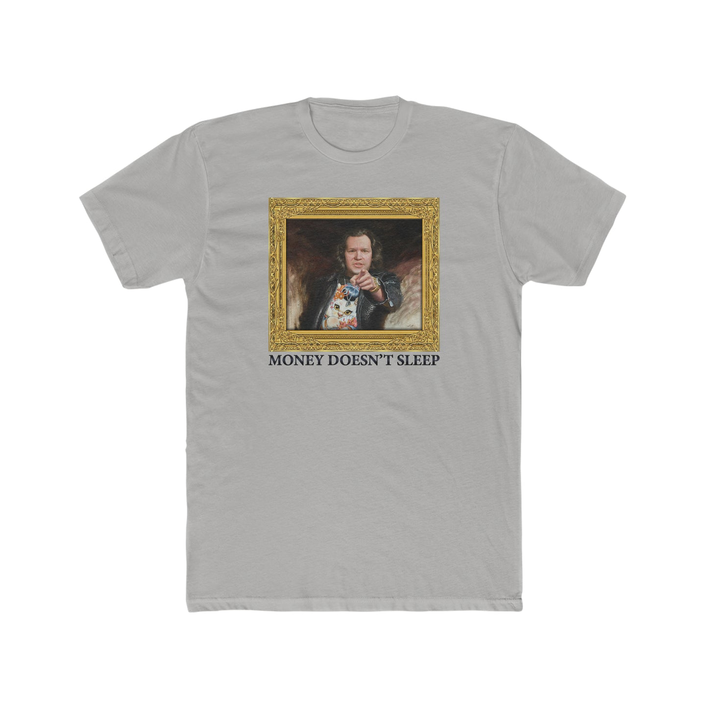 Crewneck T-Shirt - Money Doesn't Sleep Painting