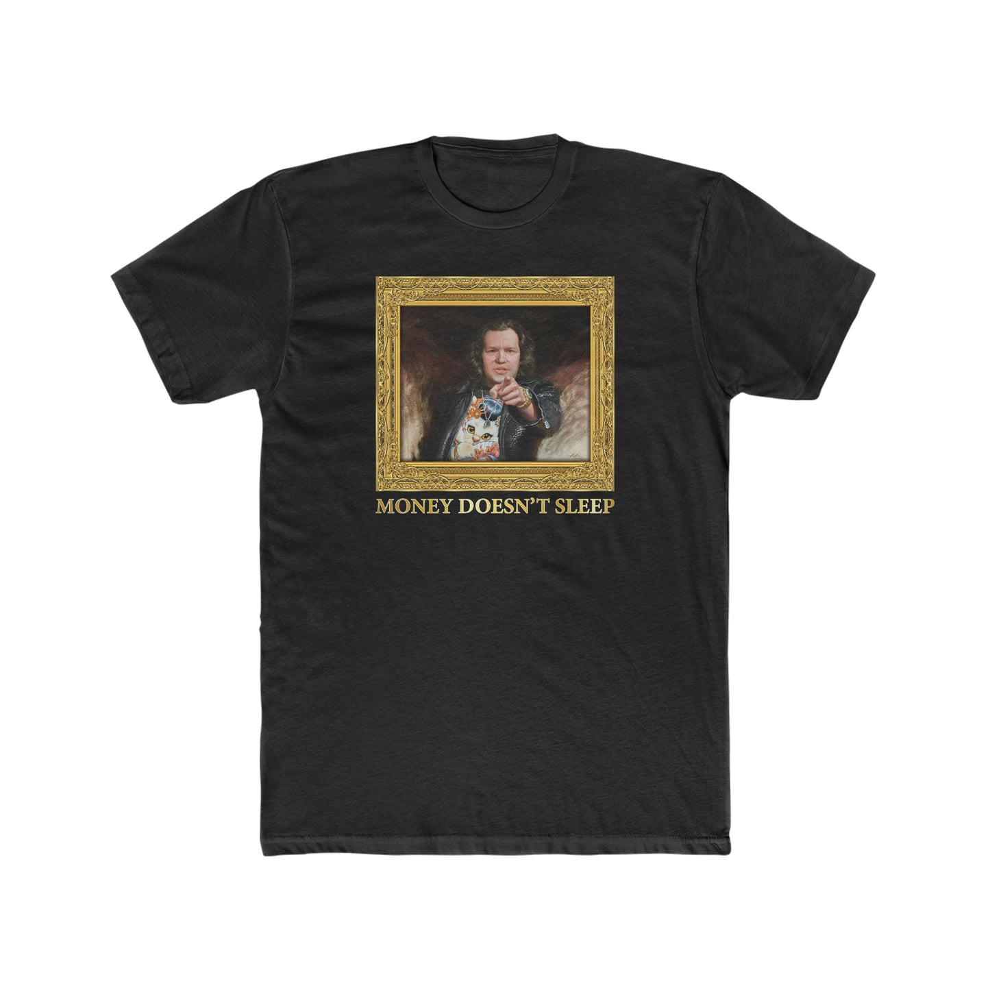 Crewneck T-Shirt - Money Doesn't Sleep Painting