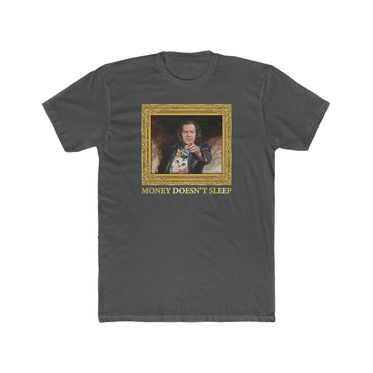 Crewneck T-Shirt - Money Doesn't Sleep Painting