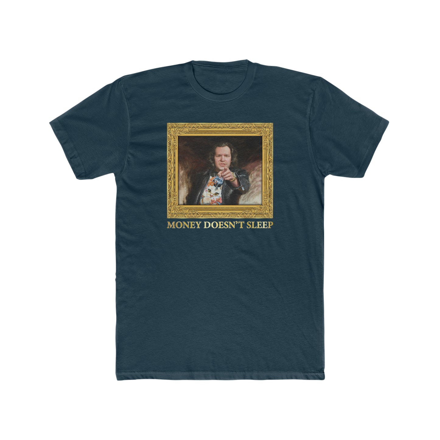 Crewneck T-Shirt - Money Doesn't Sleep Painting