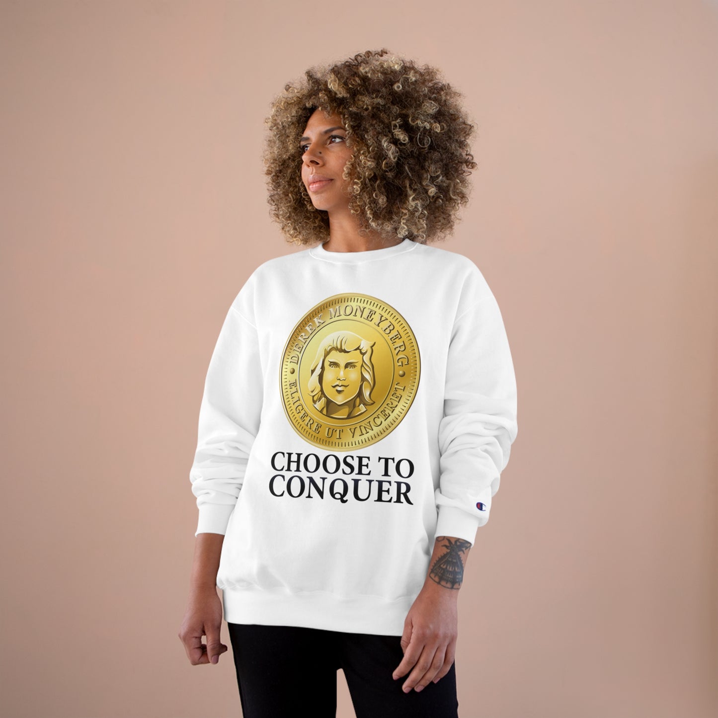 Champion Crewneck Sweatshirt - Choose To Conquer Coin