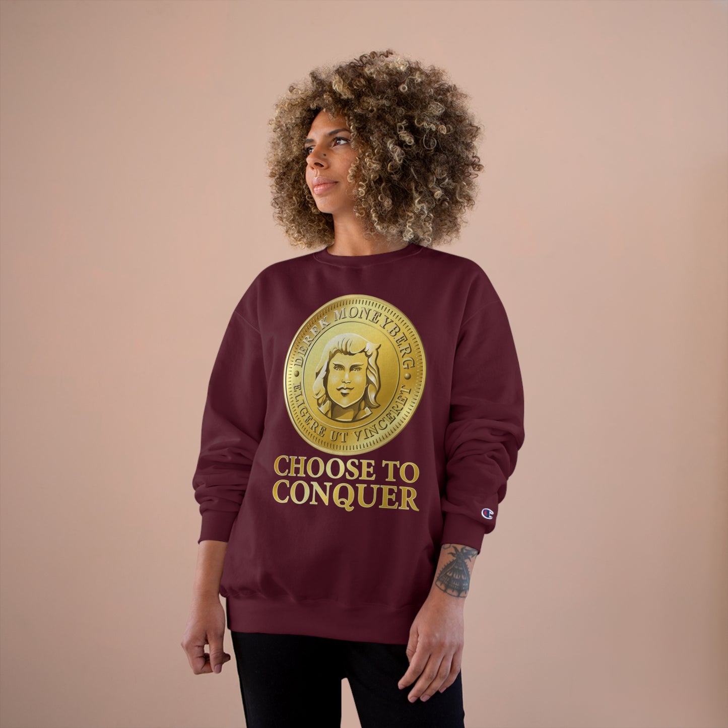 Champion Crewneck Sweatshirt - Choose To Conquer Coin