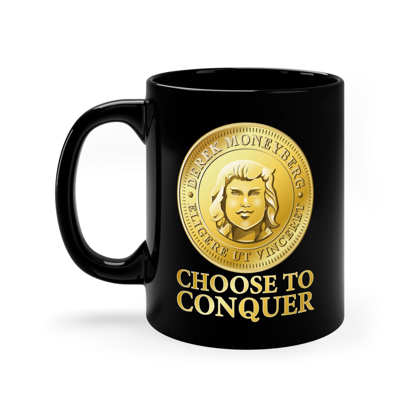 Mug, 11 oz Black - Choose To Conquer Coin