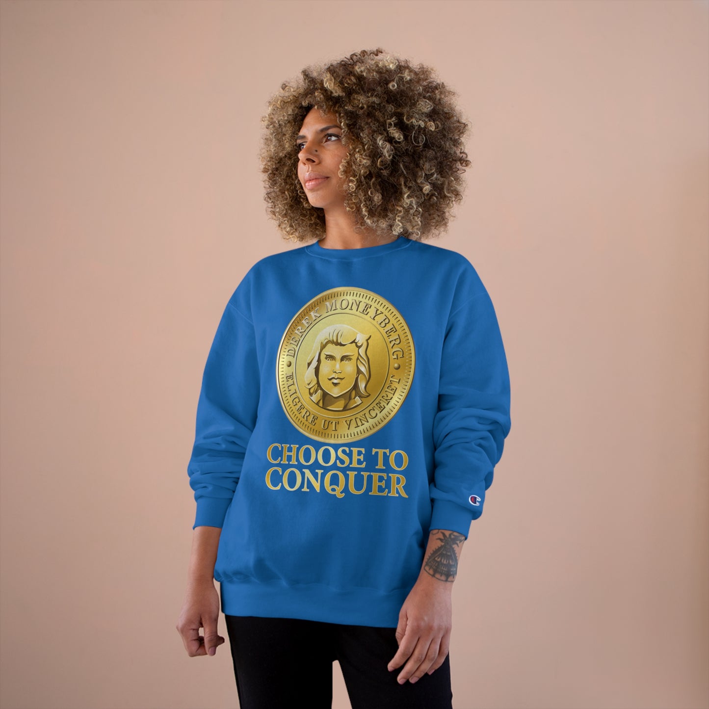 Champion Crewneck Sweatshirt - Choose To Conquer Coin