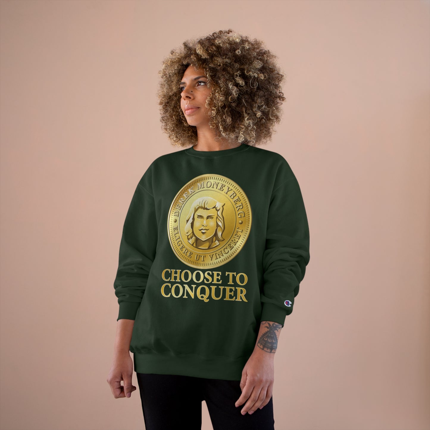 Champion Crewneck Sweatshirt - Choose To Conquer Coin