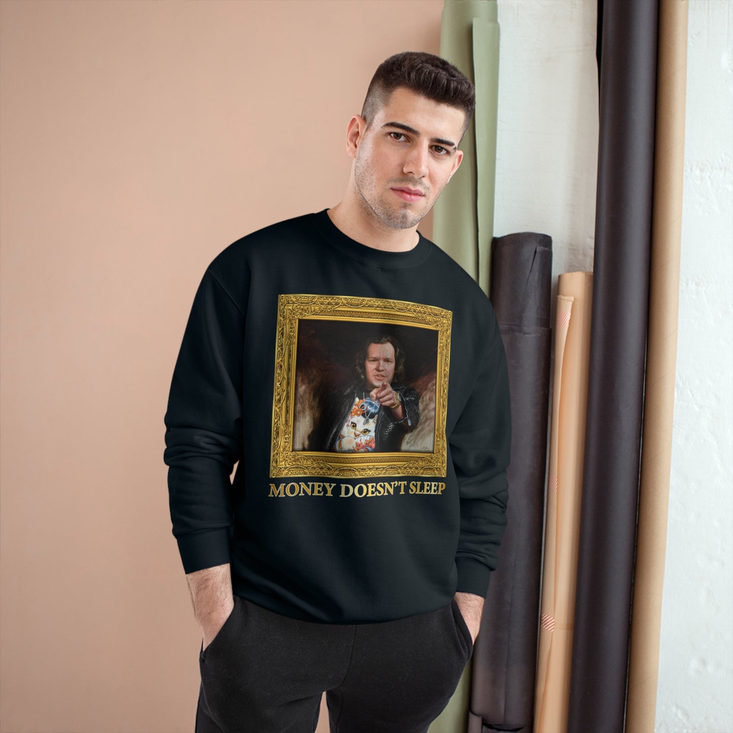 Champion Crewneck Sweatshirt - Money Doesn't Sleep Painting