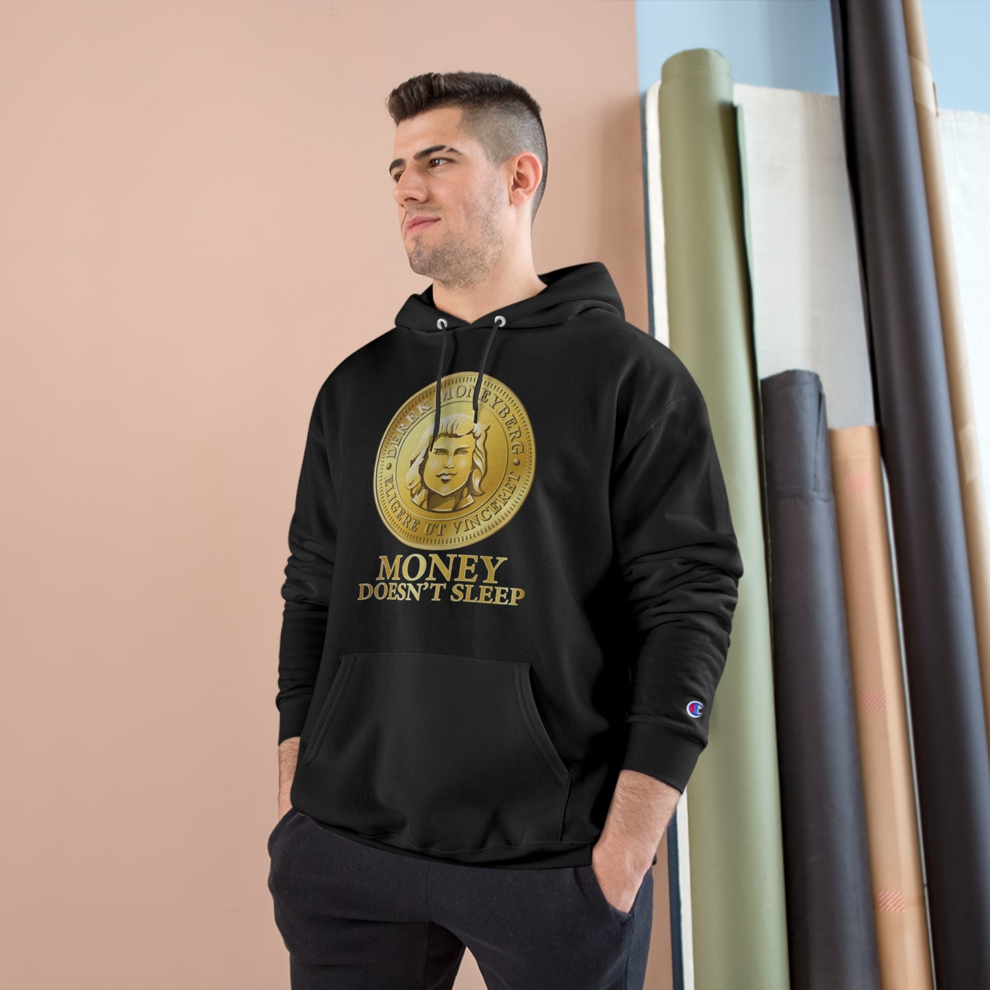 Champion Hoodie - Money Doesn't Sleep Coin