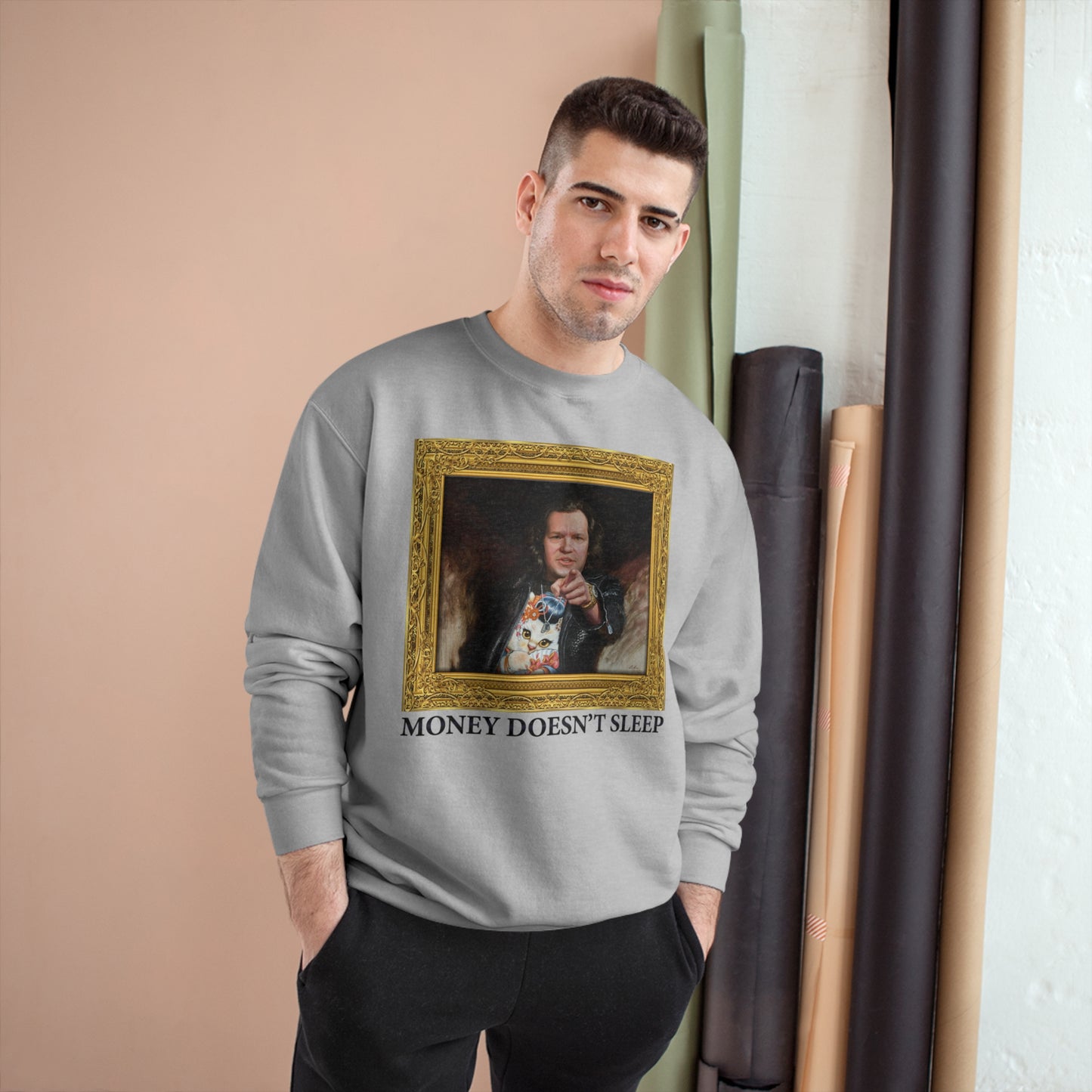 Champion Crewneck Sweatshirt - Money Doesn't Sleep Painting