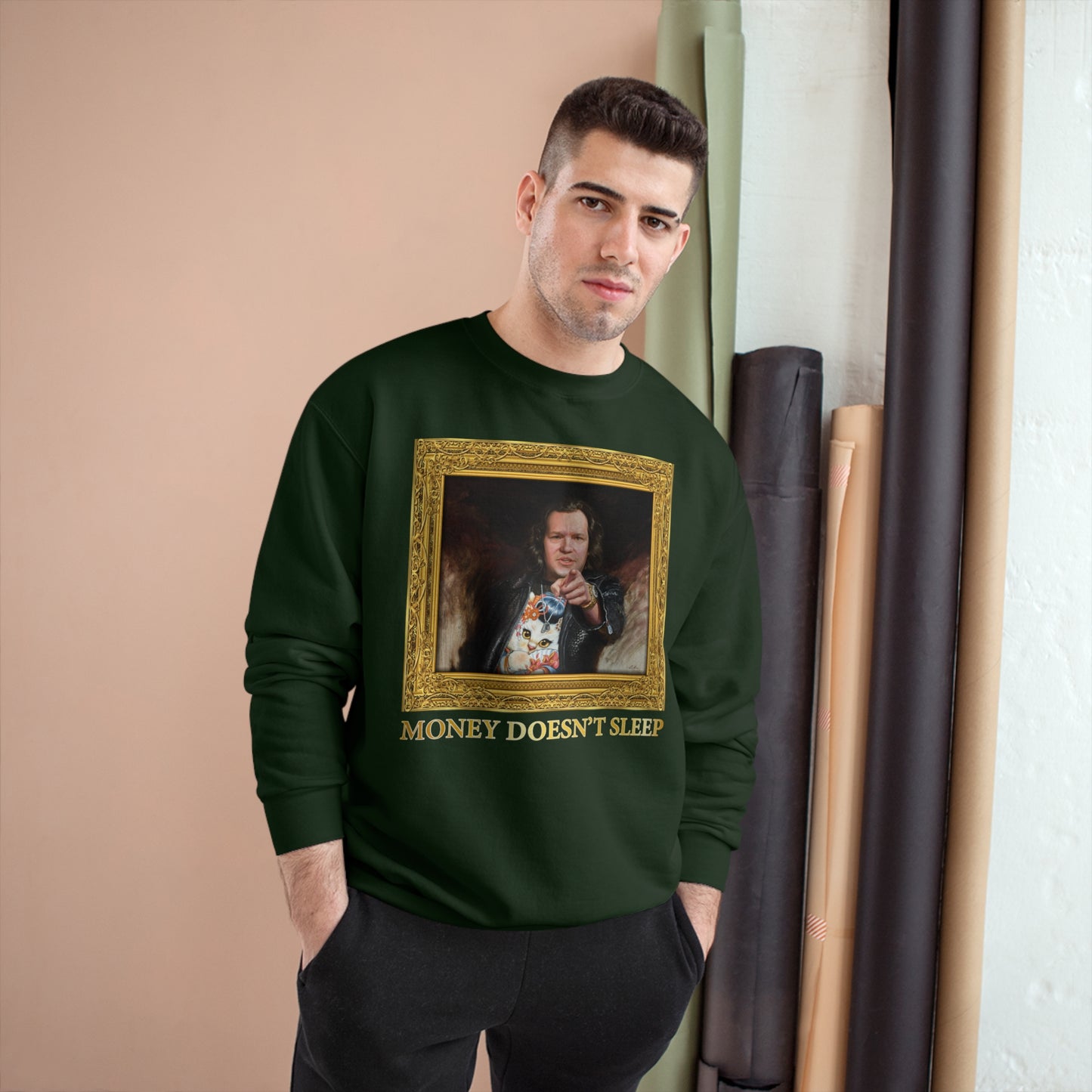 Champion Crewneck Sweatshirt - Money Doesn't Sleep Painting