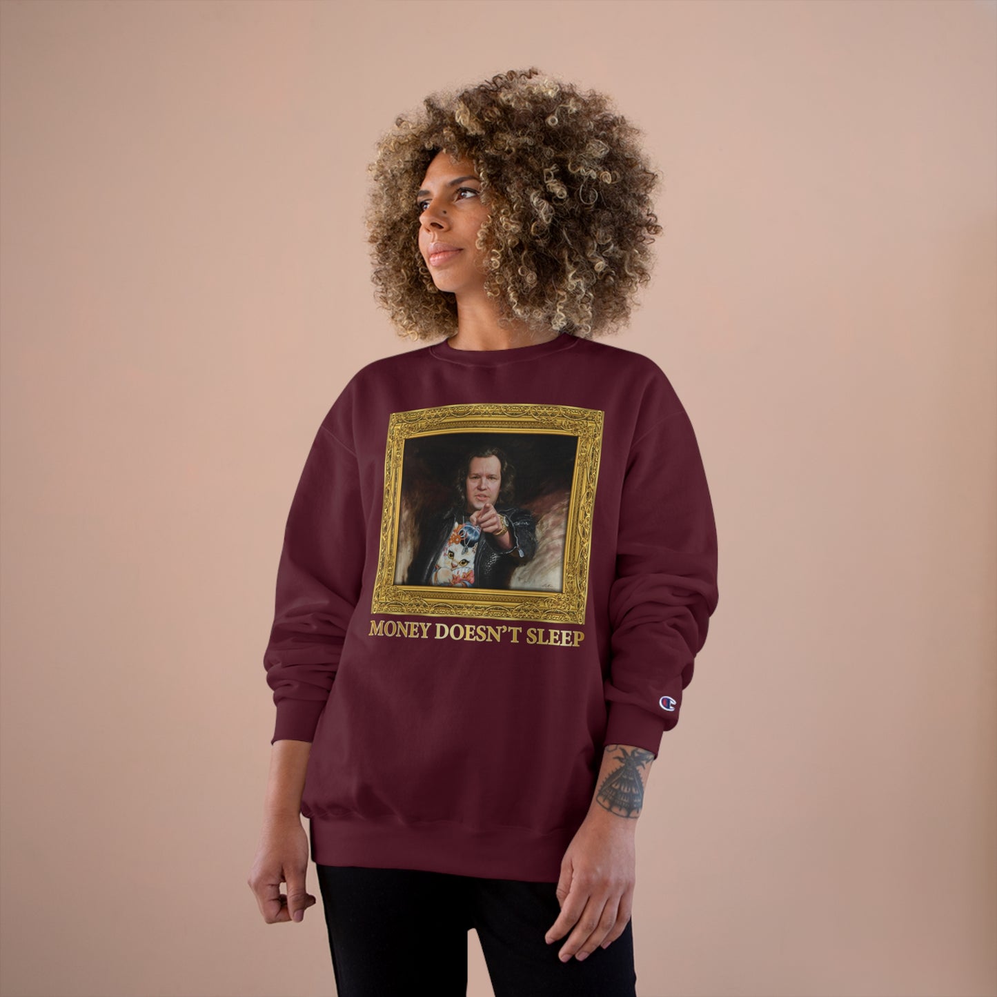 Champion Crewneck Sweatshirt - Money Doesn't Sleep Painting