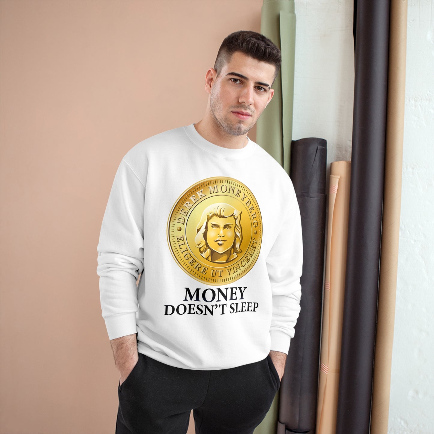 Champion Crewneck Sweatshirt - Money Doesn't Sleep Coin