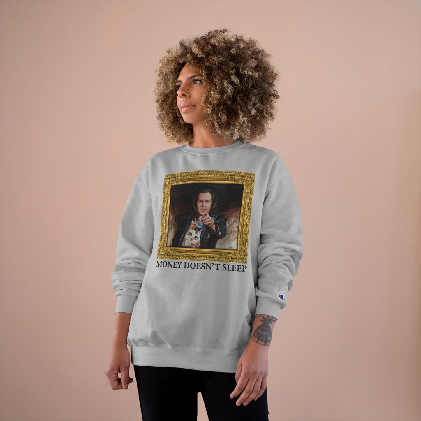 Champion Crewneck Sweatshirt - Money Doesn't Sleep Painting