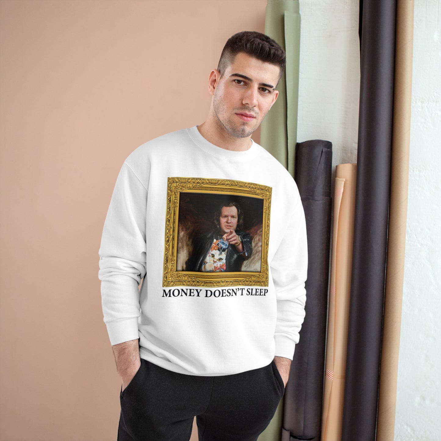 Champion Crewneck Sweatshirt - Money Doesn't Sleep Painting