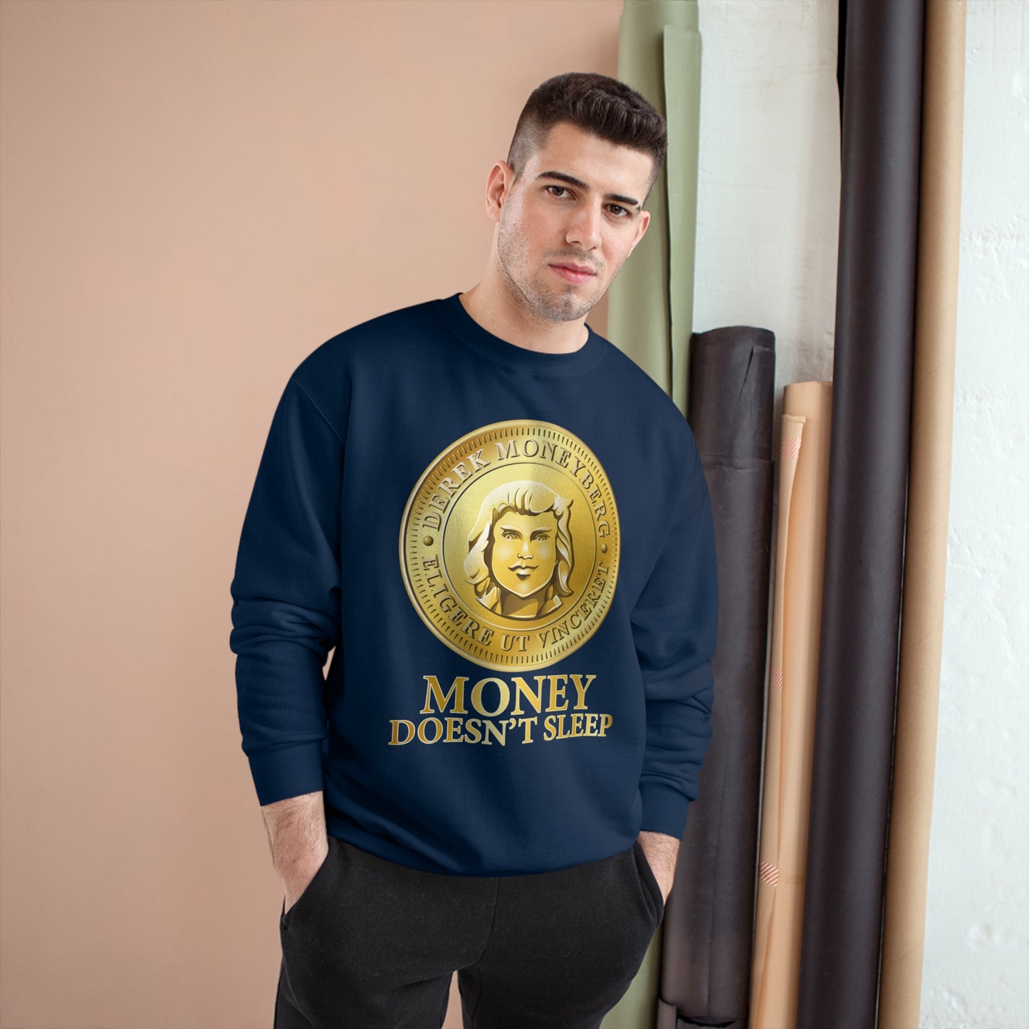 Champion Crewneck Sweatshirt - Money Doesn't Sleep Coin