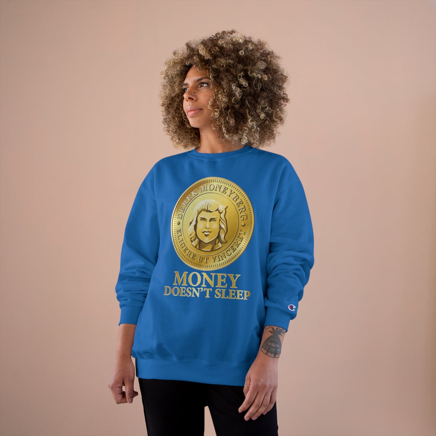 Champion Crewneck Sweatshirt - Money Doesn't Sleep Coin