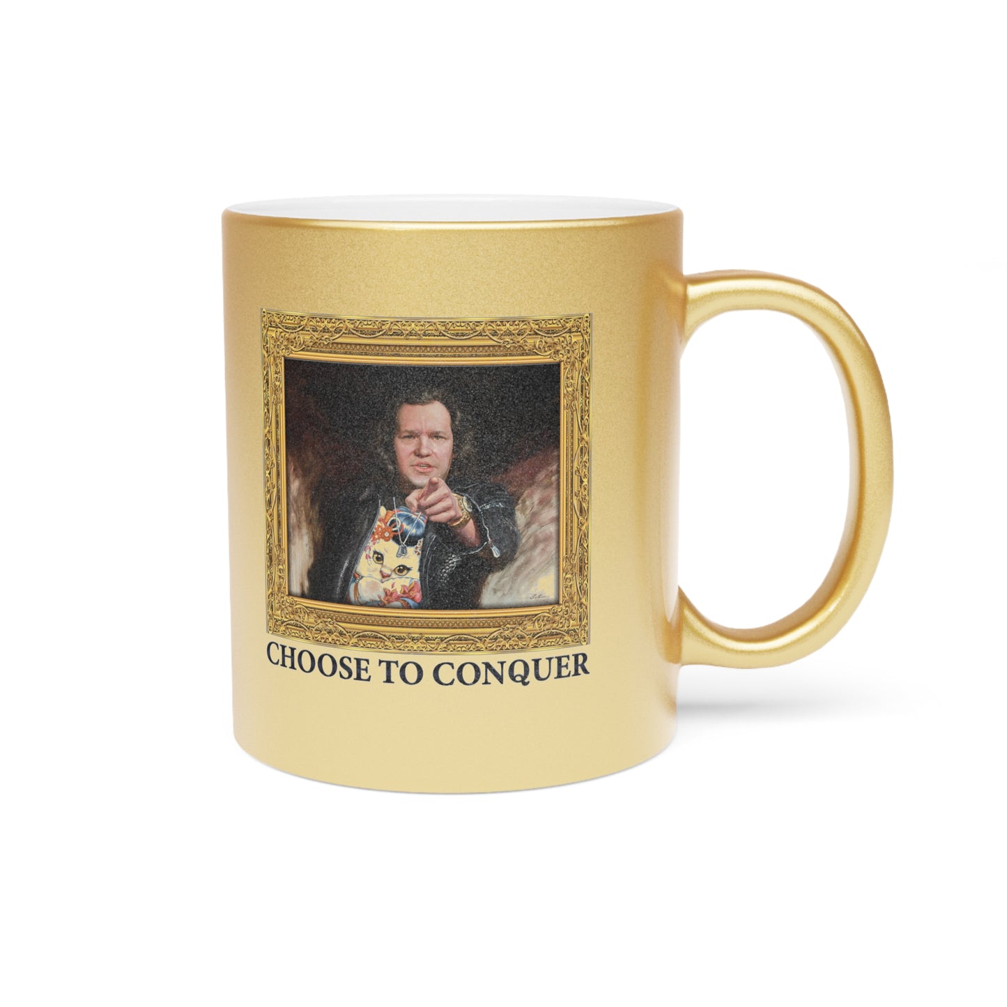 Mug, 11 oz Metallic Gold - Choose To Conquer Painting